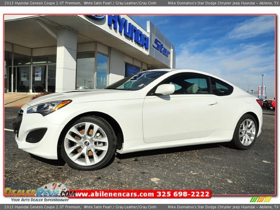 2013 Hyundai Genesis Coupe 2.0T Premium White Satin Pearl / Gray Leather/Gray Cloth Photo #1