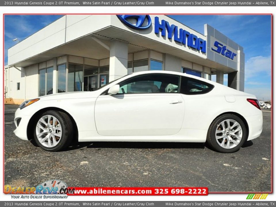 2013 Hyundai Genesis Coupe 2.0T Premium White Satin Pearl / Gray Leather/Gray Cloth Photo #2