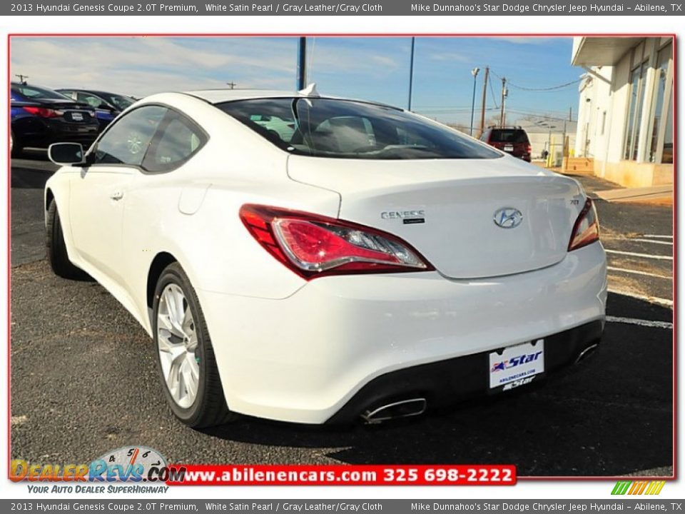 2013 Hyundai Genesis Coupe 2.0T Premium White Satin Pearl / Gray Leather/Gray Cloth Photo #3