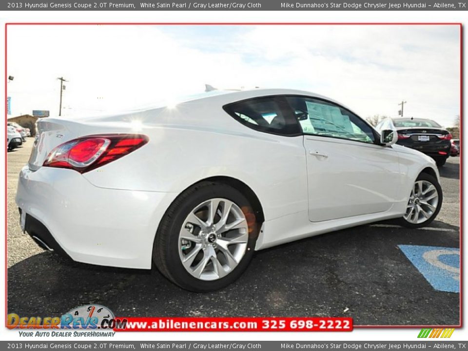 2013 Hyundai Genesis Coupe 2.0T Premium White Satin Pearl / Gray Leather/Gray Cloth Photo #7