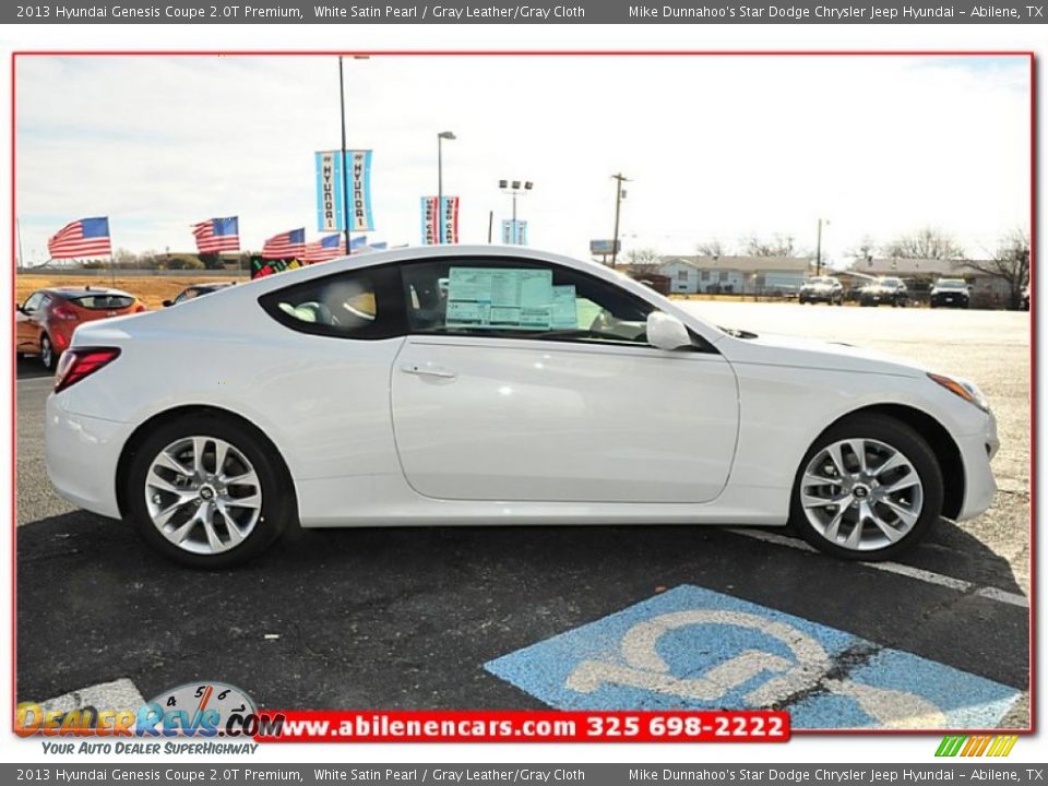 2013 Hyundai Genesis Coupe 2.0T Premium White Satin Pearl / Gray Leather/Gray Cloth Photo #8