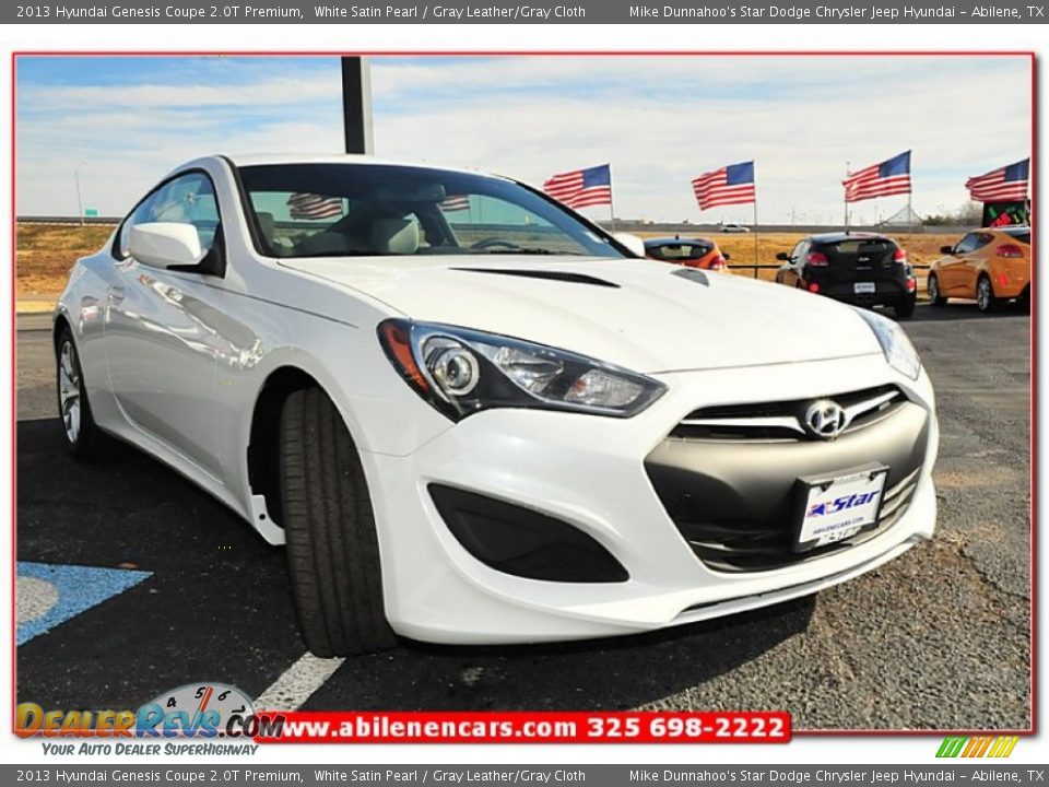 2013 Hyundai Genesis Coupe 2.0T Premium White Satin Pearl / Gray Leather/Gray Cloth Photo #10