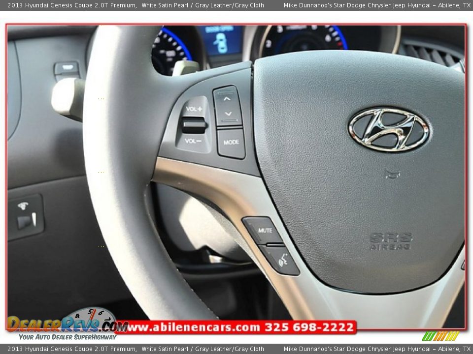 2013 Hyundai Genesis Coupe 2.0T Premium White Satin Pearl / Gray Leather/Gray Cloth Photo #17