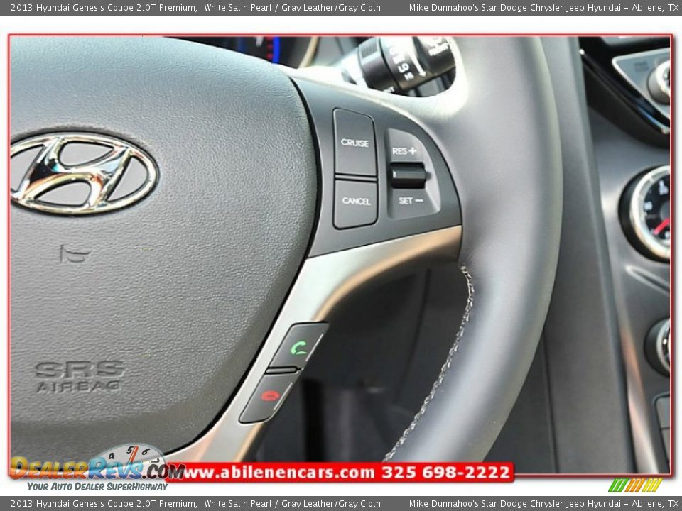 2013 Hyundai Genesis Coupe 2.0T Premium White Satin Pearl / Gray Leather/Gray Cloth Photo #18
