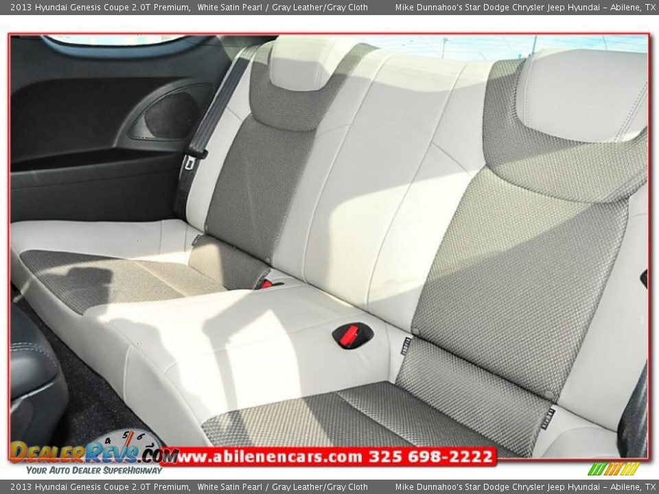 2013 Hyundai Genesis Coupe 2.0T Premium White Satin Pearl / Gray Leather/Gray Cloth Photo #21