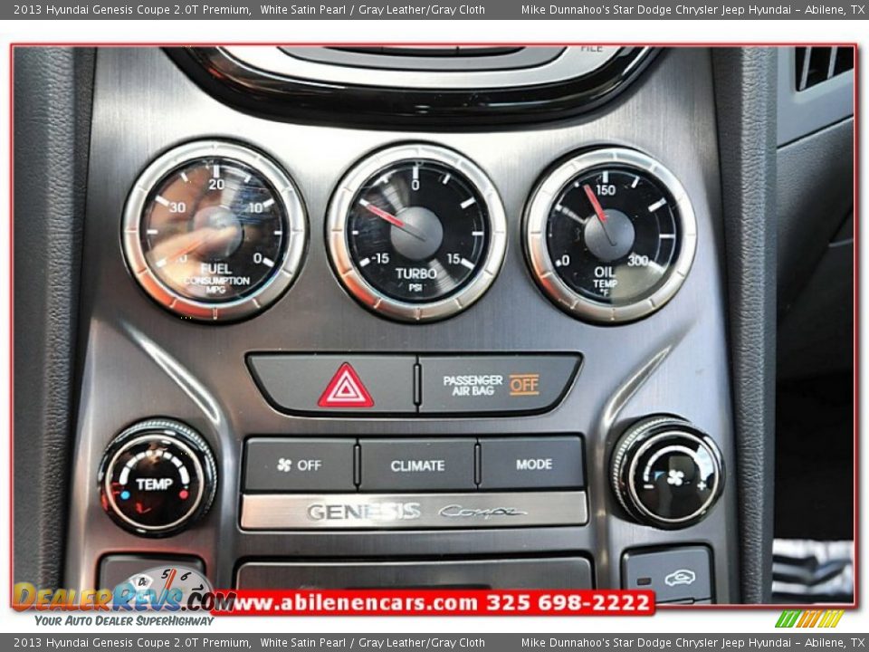 2013 Hyundai Genesis Coupe 2.0T Premium White Satin Pearl / Gray Leather/Gray Cloth Photo #31