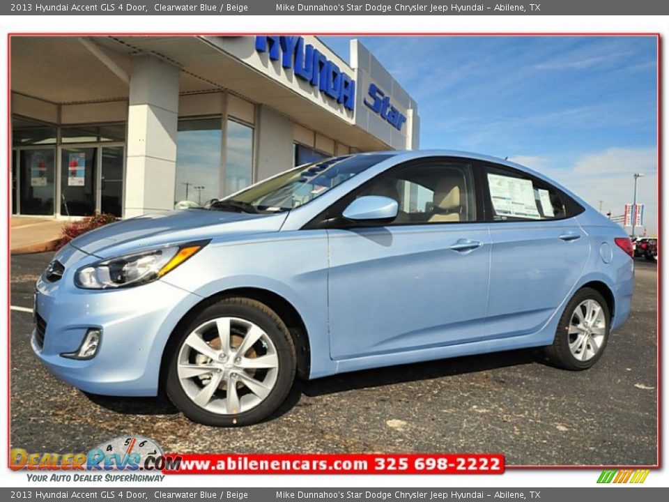2013 Hyundai Accent GLS 4 Door Clearwater Blue / Beige Photo #1