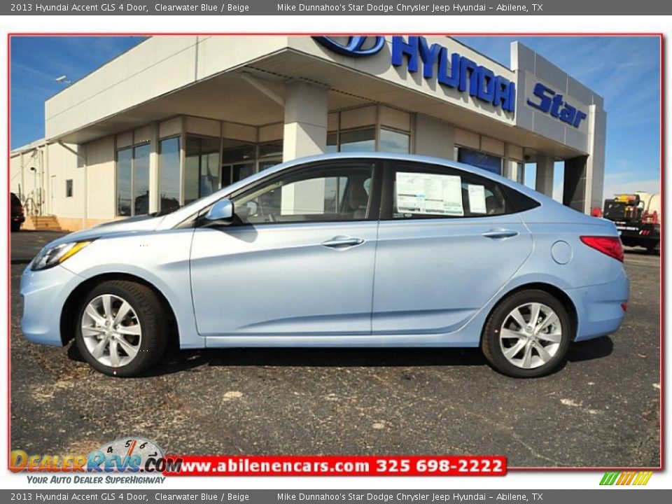 2013 Hyundai Accent GLS 4 Door Clearwater Blue / Beige Photo #2