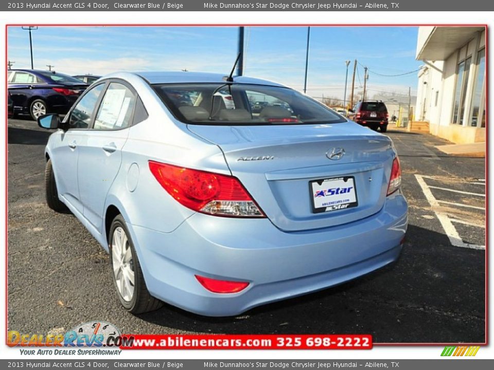2013 Hyundai Accent GLS 4 Door Clearwater Blue / Beige Photo #3