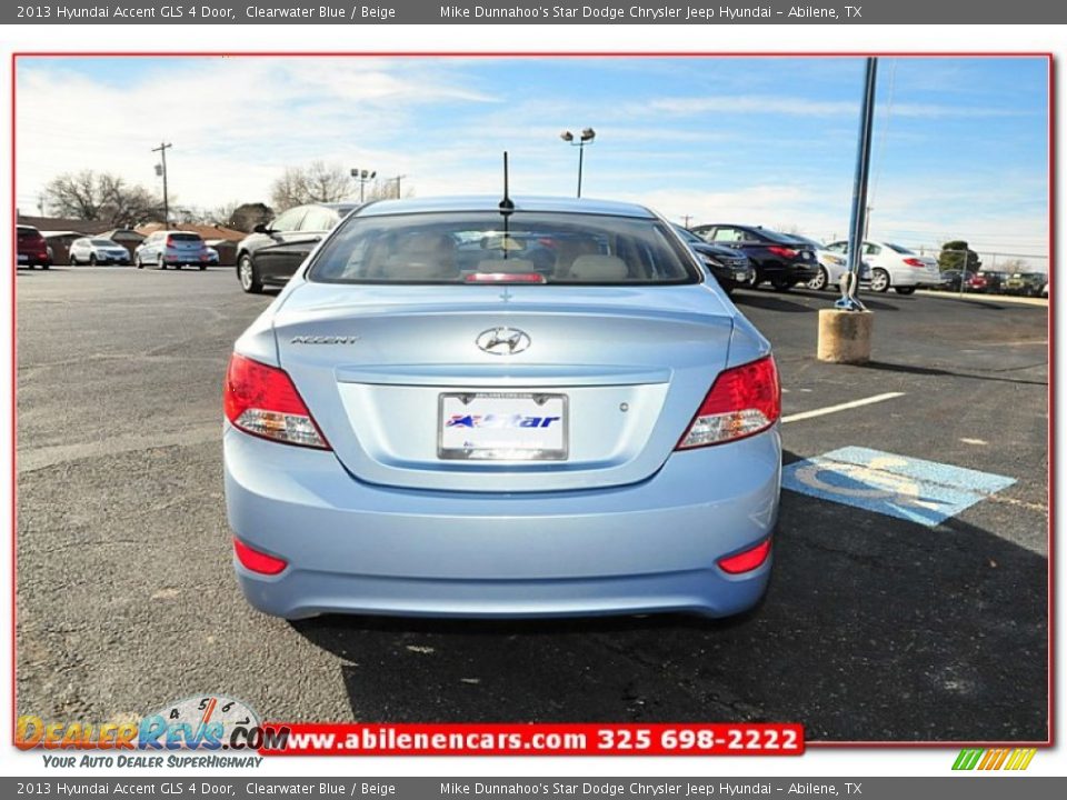 2013 Hyundai Accent GLS 4 Door Clearwater Blue / Beige Photo #5