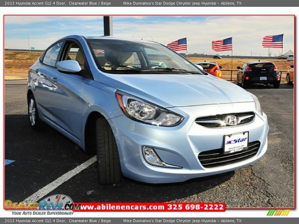 2013 Hyundai Accent GLS 4 Door Clearwater Blue / Beige Photo #8