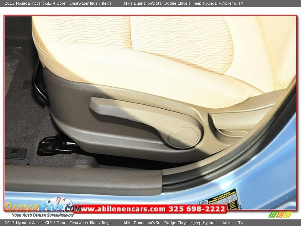 2013 Hyundai Accent GLS 4 Door Clearwater Blue / Beige Photo #13