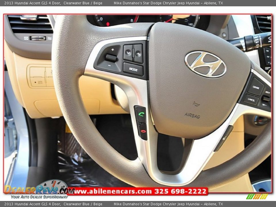 2013 Hyundai Accent GLS 4 Door Clearwater Blue / Beige Photo #16
