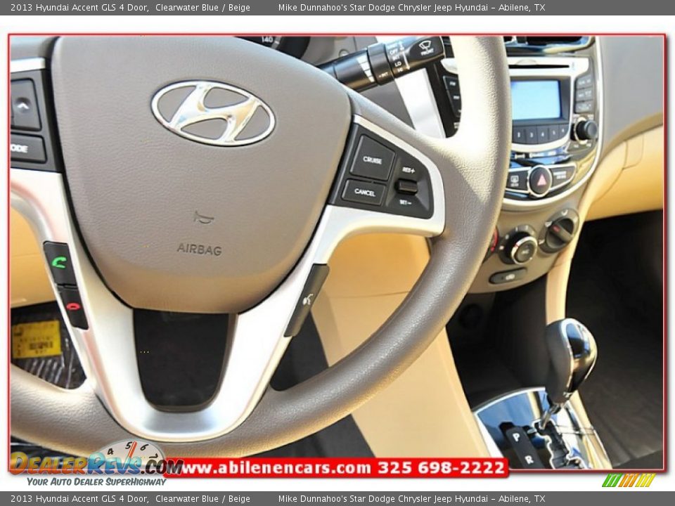 2013 Hyundai Accent GLS 4 Door Clearwater Blue / Beige Photo #17