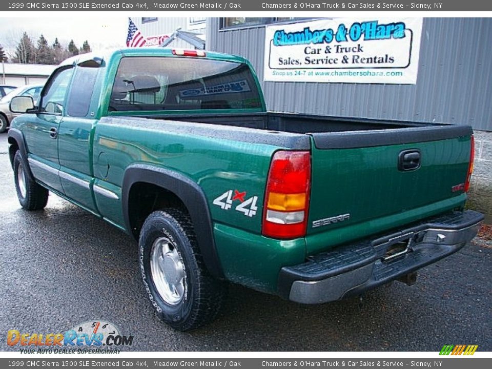 1999 GMC Sierra 1500 SLE Extended Cab 4x4 Meadow Green Metallic / Oak Photo #4