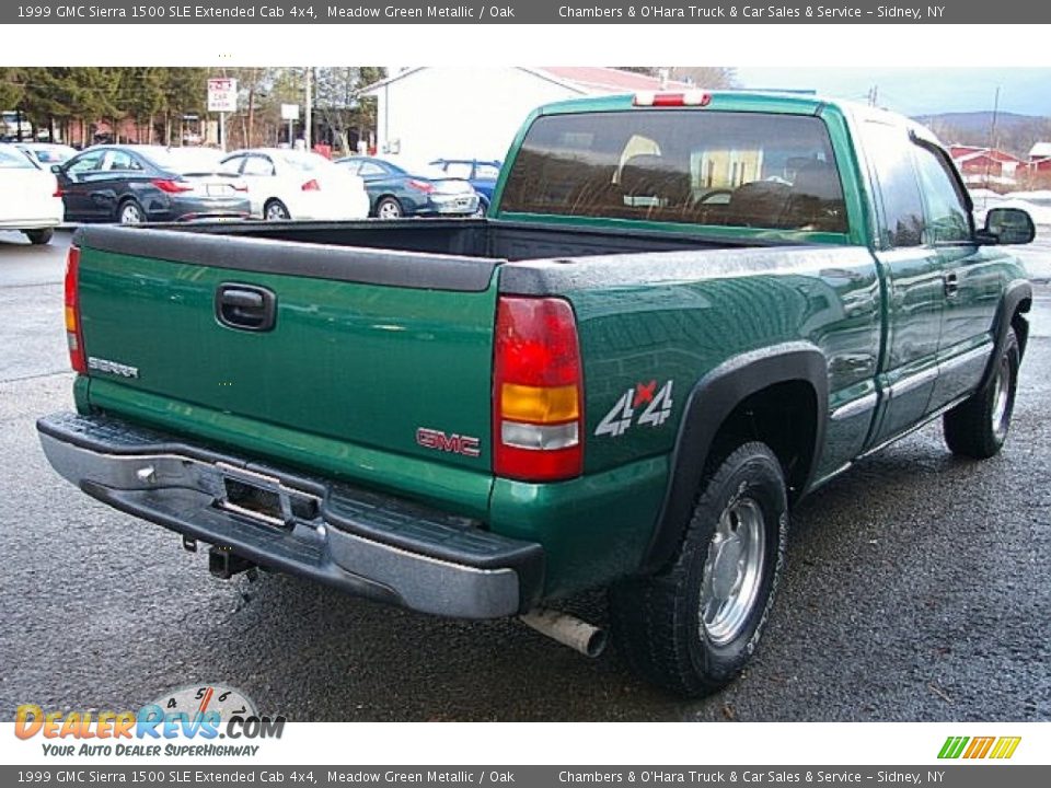 1999 GMC Sierra 1500 SLE Extended Cab 4x4 Meadow Green Metallic / Oak Photo #7