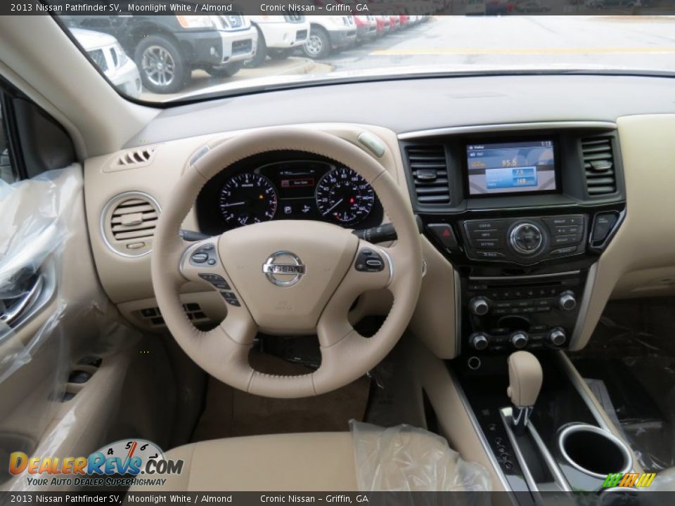 2013 Nissan Pathfinder SV Moonlight White / Almond Photo #11