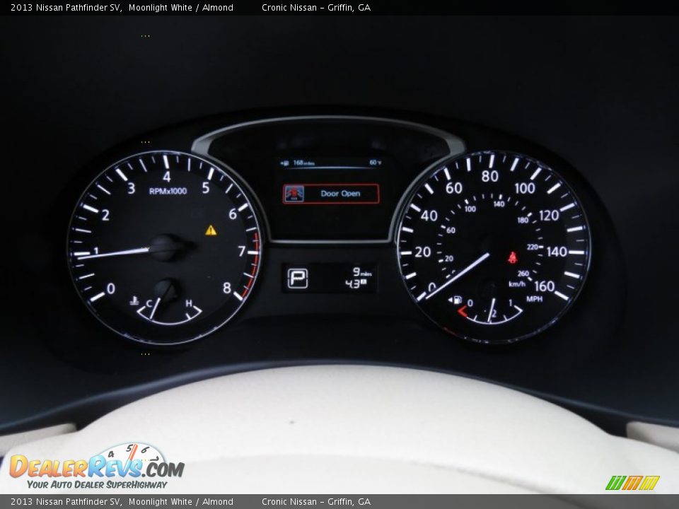 2013 Nissan Pathfinder SV Moonlight White / Almond Photo #14