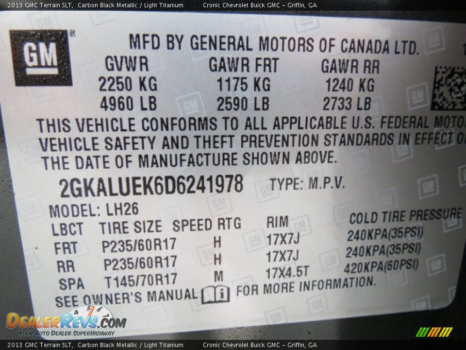 2013 GMC Terrain SLT Carbon Black Metallic / Light Titanium Photo #18