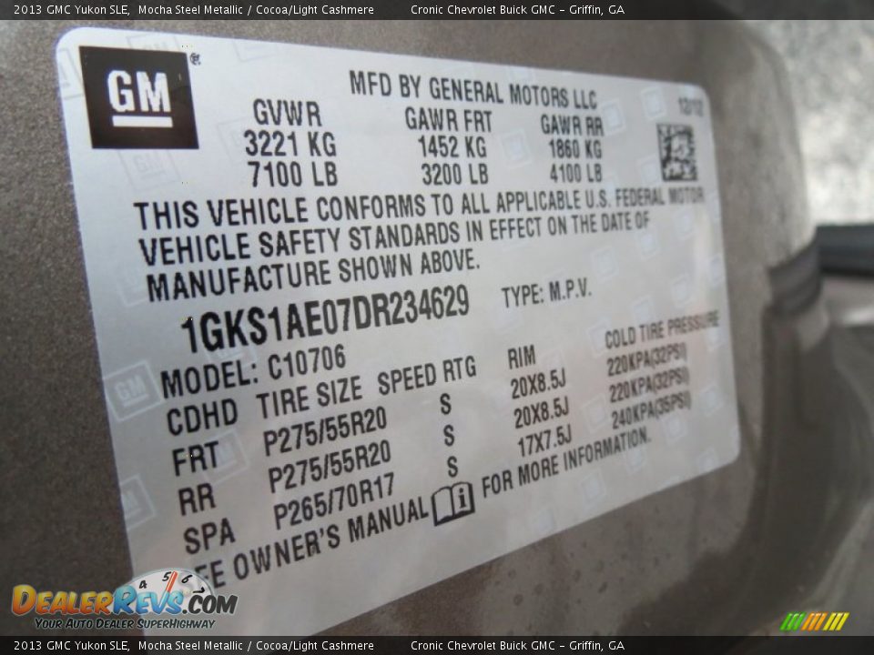 2013 GMC Yukon SLE Mocha Steel Metallic / Cocoa/Light Cashmere Photo #19