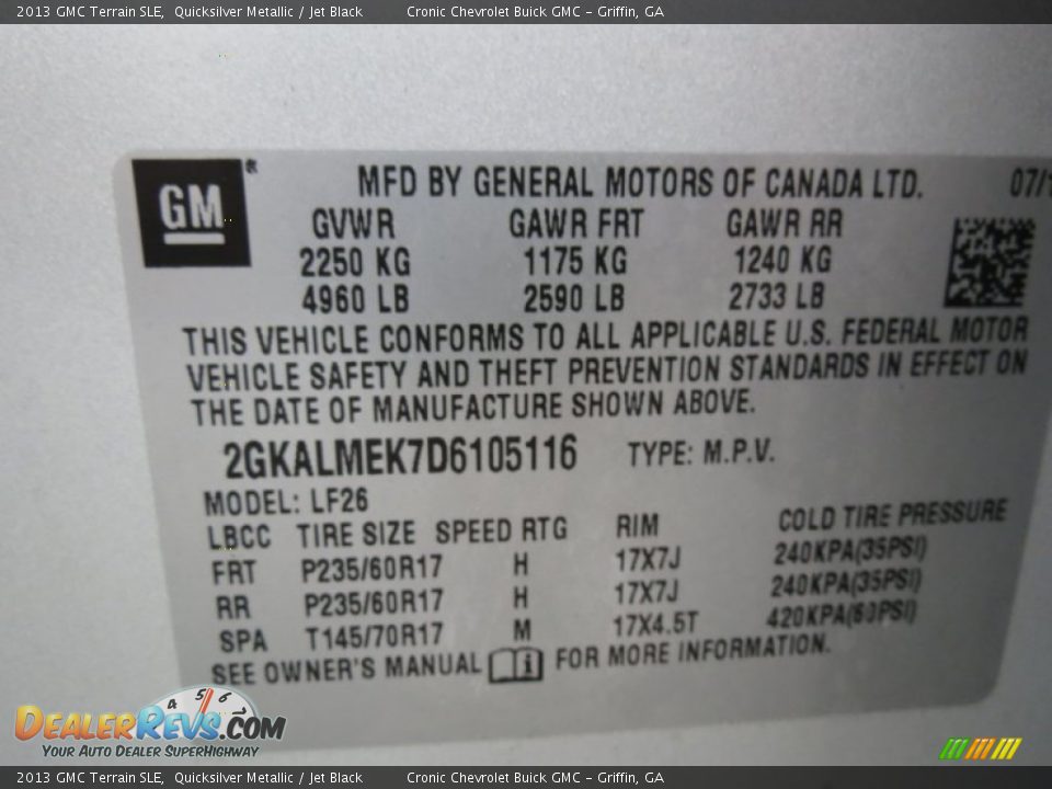 2013 GMC Terrain SLE Quicksilver Metallic / Jet Black Photo #18