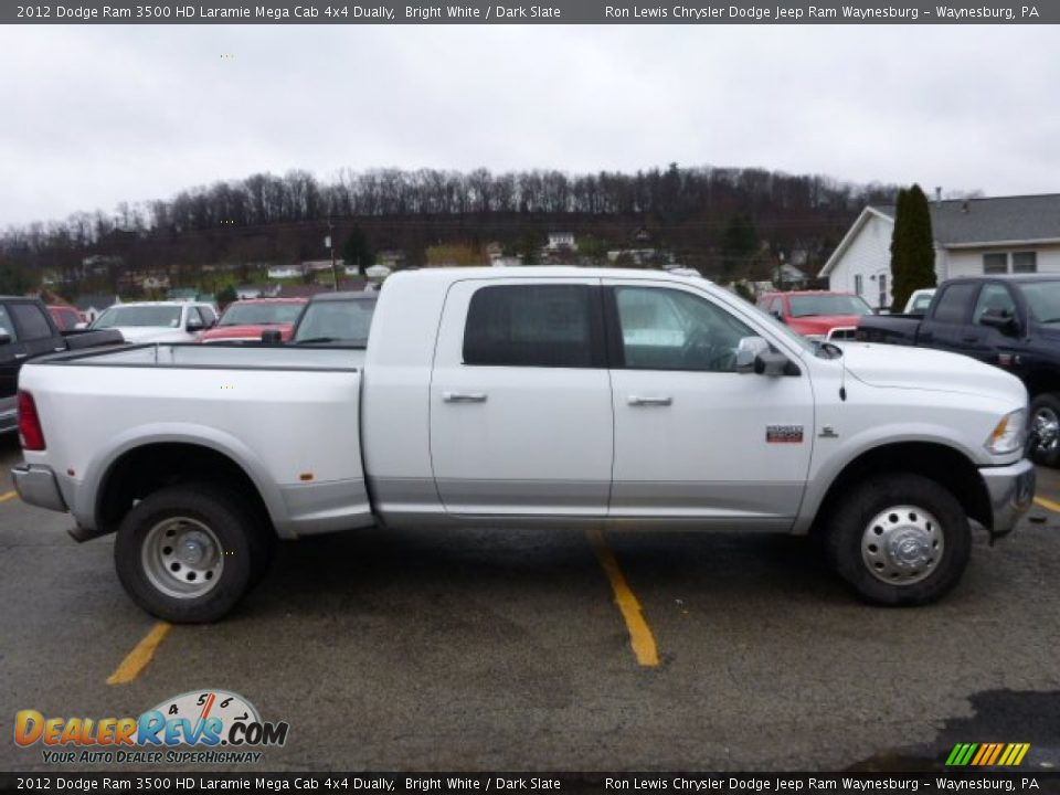 Bright White 2012 Dodge Ram 3500 HD Laramie Mega Cab 4x4 Dually Photo #5