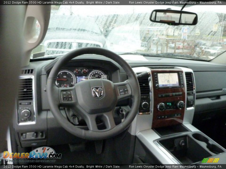 2012 Dodge Ram 3500 HD Laramie Mega Cab 4x4 Dually Bright White / Dark Slate Photo #12