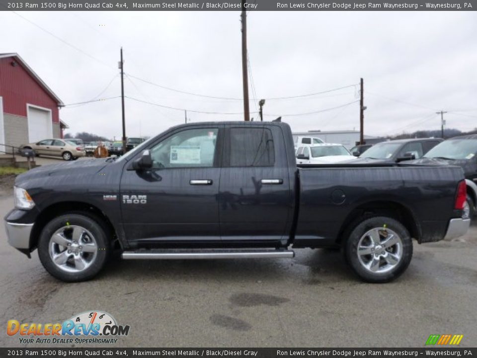 2013 Ram 1500 Big Horn Quad Cab 4x4 Maximum Steel Metallic / Black/Diesel Gray Photo #2