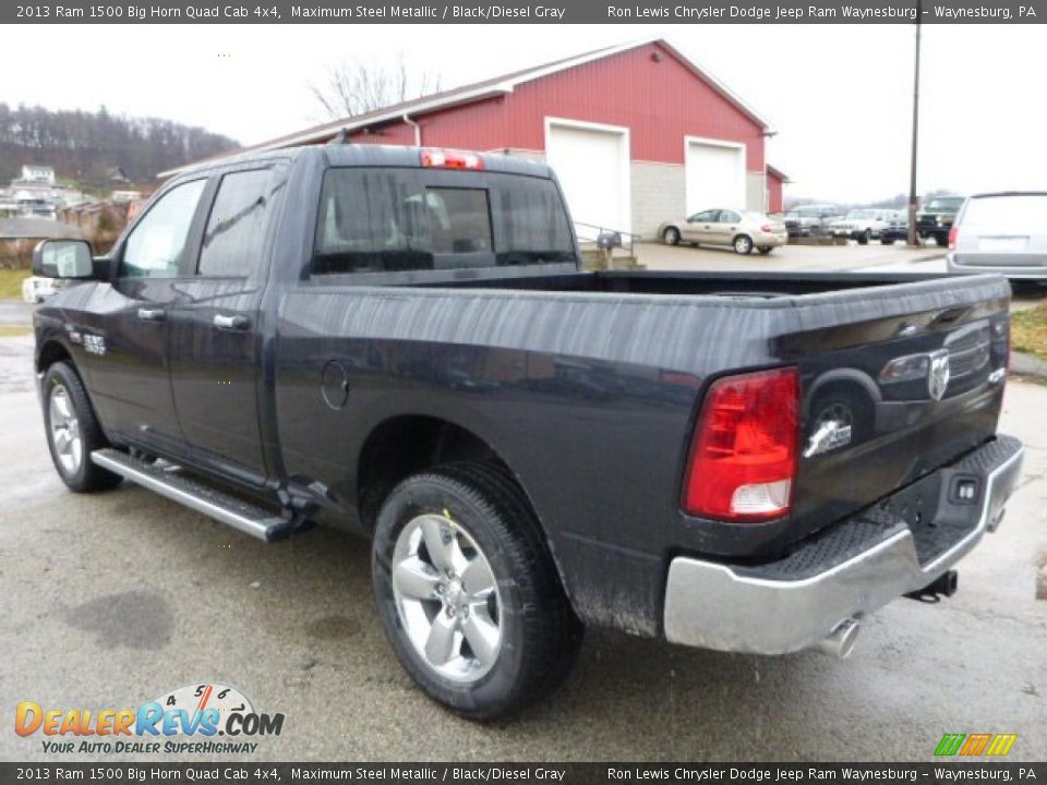 2013 Ram 1500 Big Horn Quad Cab 4x4 Maximum Steel Metallic / Black/Diesel Gray Photo #3