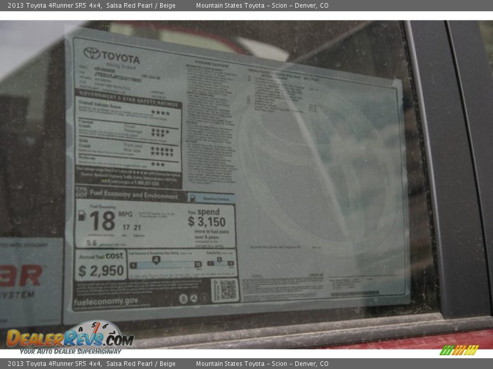 2013 Toyota 4Runner SR5 4x4 Salsa Red Pearl / Beige Photo #10