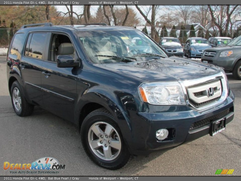 2011 Honda Pilot EX-L 4WD Bali Blue Pearl / Gray Photo #3