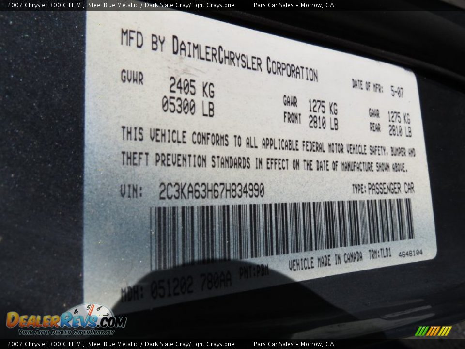 2007 Chrysler 300 C HEMI Steel Blue Metallic / Dark Slate Gray/Light Graystone Photo #16