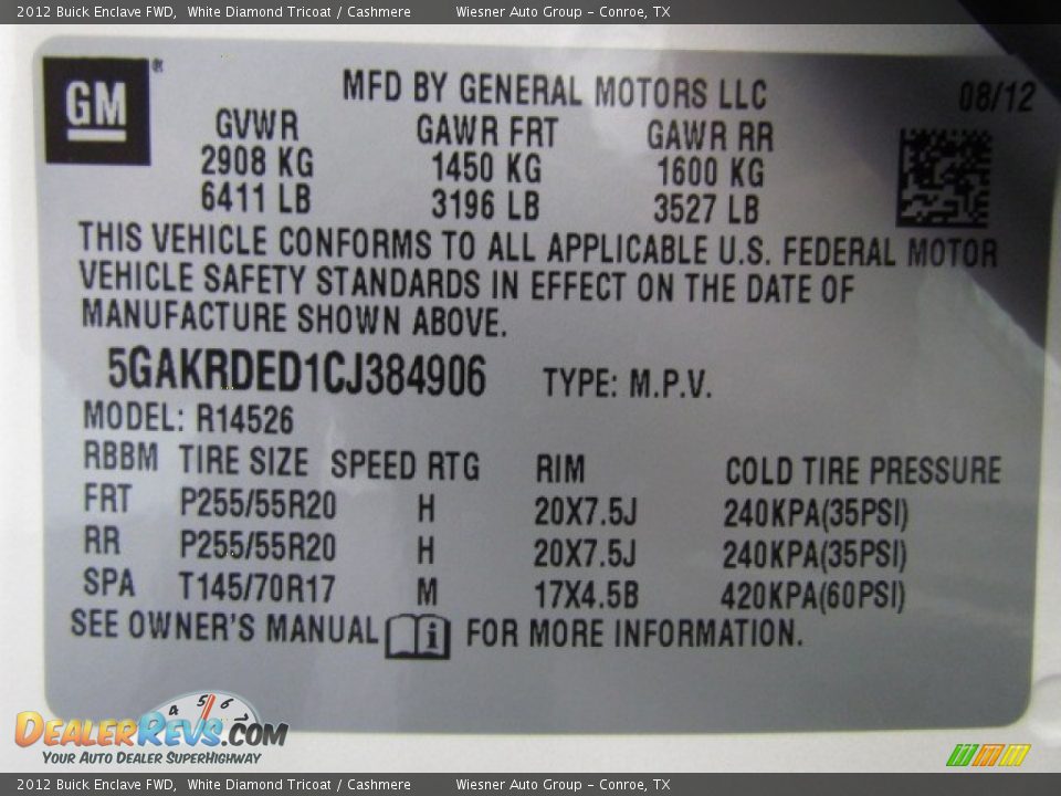 2012 Buick Enclave FWD White Diamond Tricoat / Cashmere Photo #5