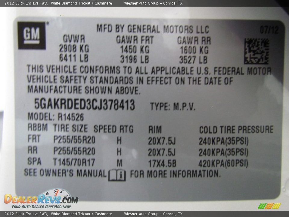 2012 Buick Enclave FWD White Diamond Tricoat / Cashmere Photo #5