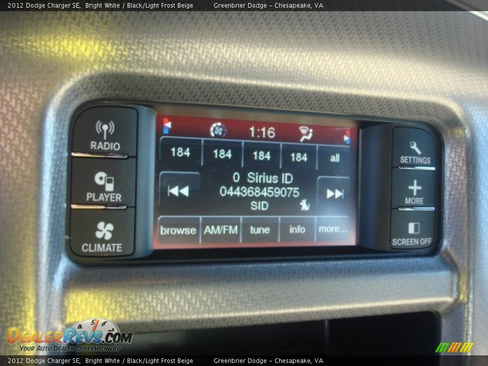 2012 Dodge Charger SE Bright White / Black/Light Frost Beige Photo #12