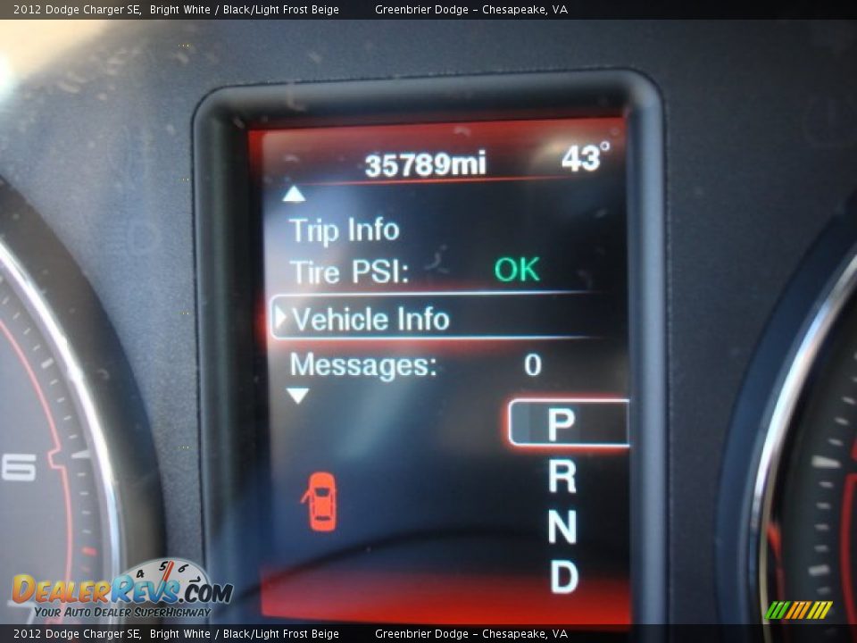 2012 Dodge Charger SE Bright White / Black/Light Frost Beige Photo #15