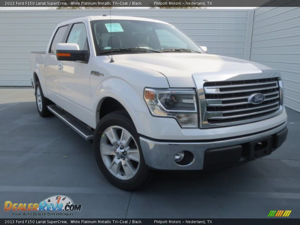 2013 Ford F150 Lariat SuperCrew White Platinum Metallic Tri-Coat / Black Photo #1