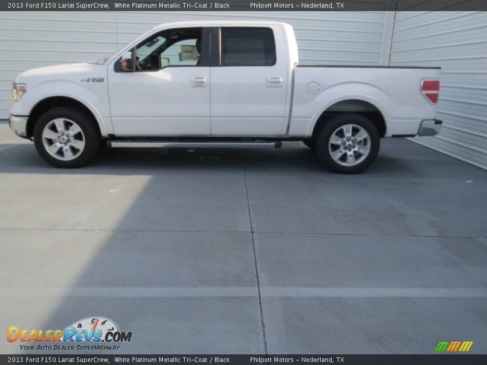 2013 Ford F150 Lariat SuperCrew White Platinum Metallic Tri-Coat / Black Photo #5
