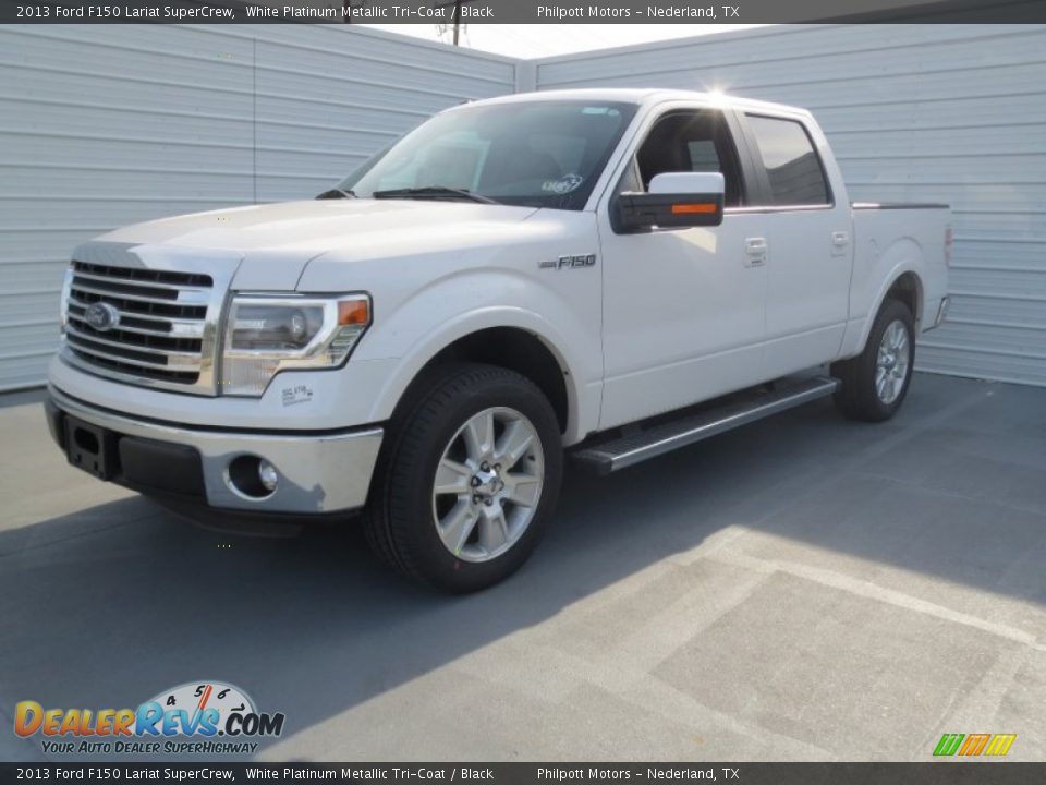 2013 Ford F150 Lariat SuperCrew White Platinum Metallic Tri-Coat / Black Photo #6