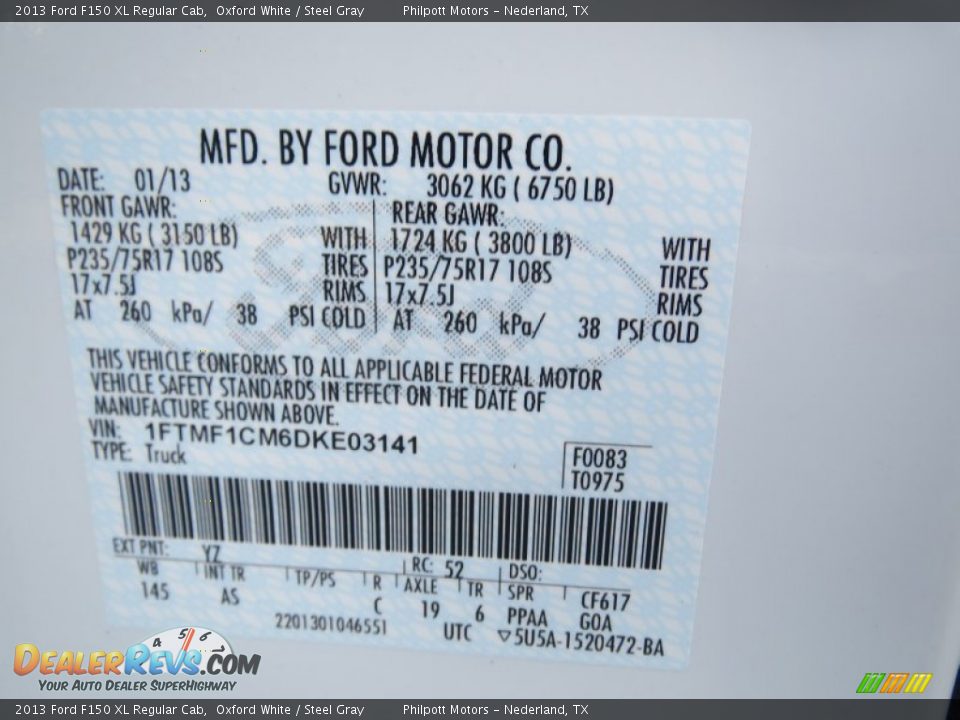 2013 Ford F150 XL Regular Cab Oxford White / Steel Gray Photo #30