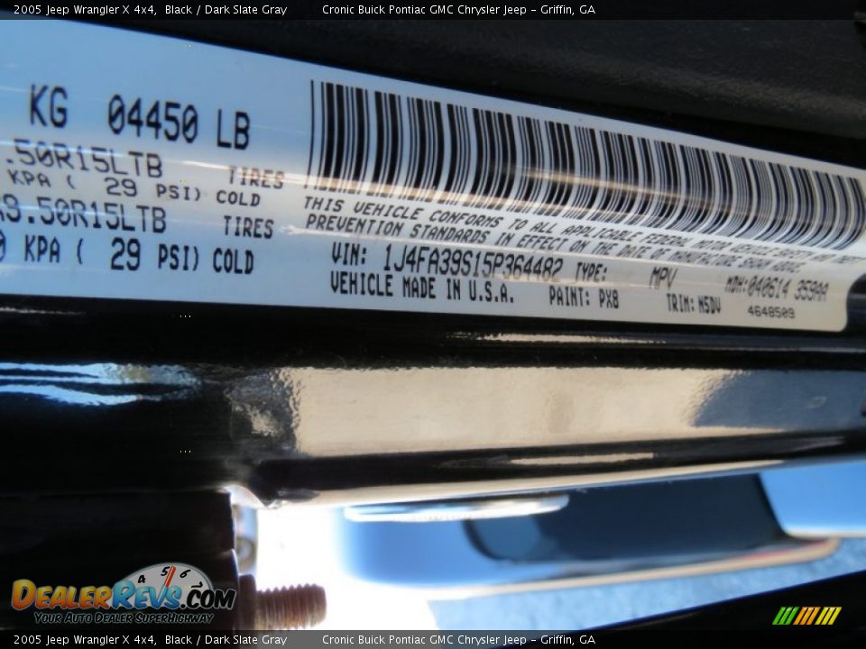 2005 Jeep Wrangler X 4x4 Black / Dark Slate Gray Photo #26