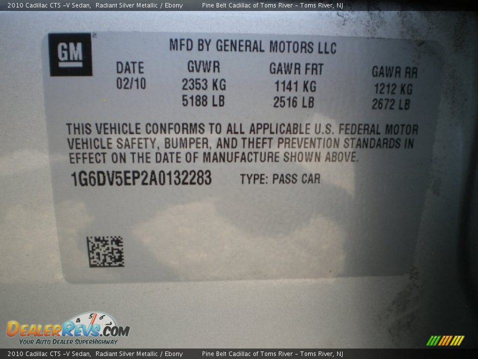 2010 Cadillac CTS -V Sedan Radiant Silver Metallic / Ebony Photo #17