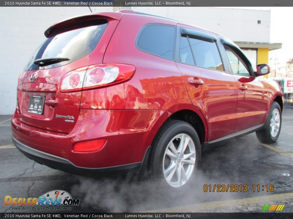 2010 Hyundai Santa Fe SE 4WD Venetian Red / Cocoa Black Photo #4