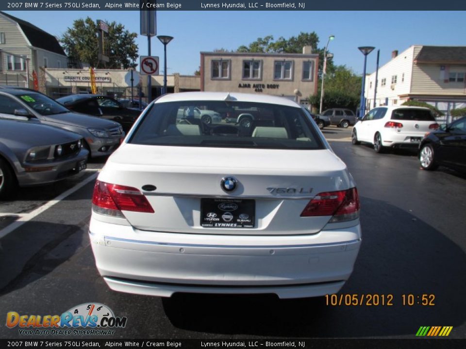 2007 BMW 7 Series 750Li Sedan Alpine White / Cream Beige Photo #4