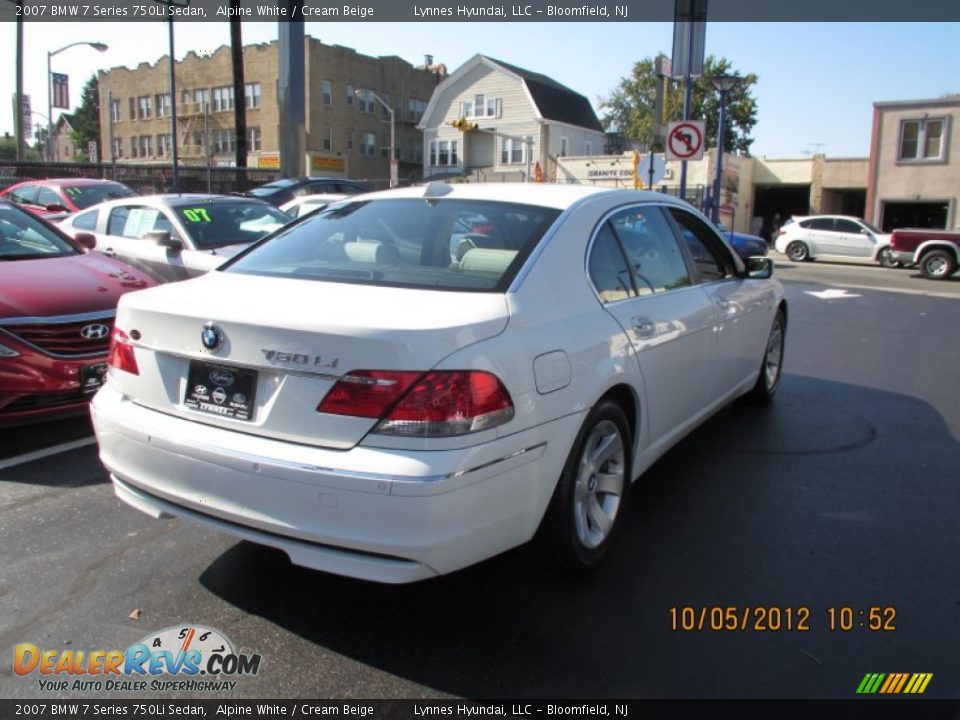 2007 BMW 7 Series 750Li Sedan Alpine White / Cream Beige Photo #5