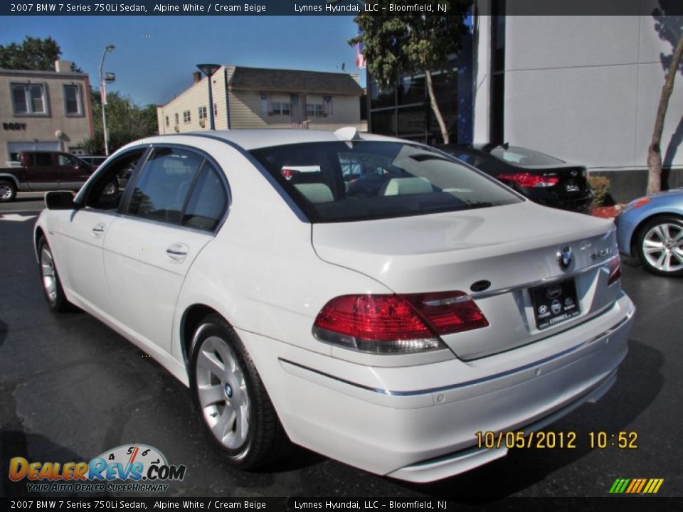 2007 BMW 7 Series 750Li Sedan Alpine White / Cream Beige Photo #6