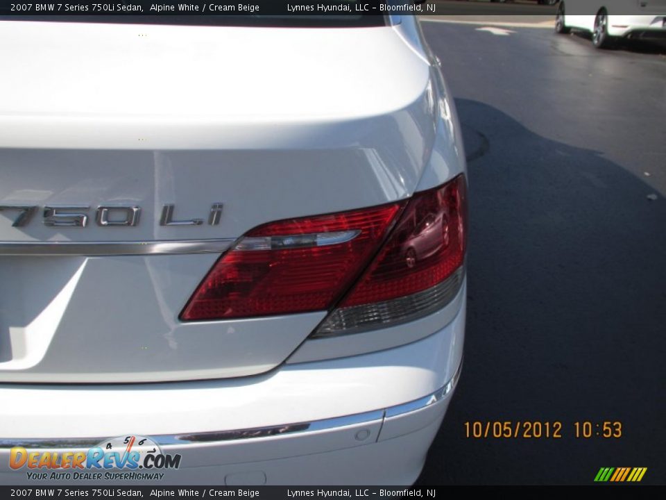2007 BMW 7 Series 750Li Sedan Alpine White / Cream Beige Photo #11