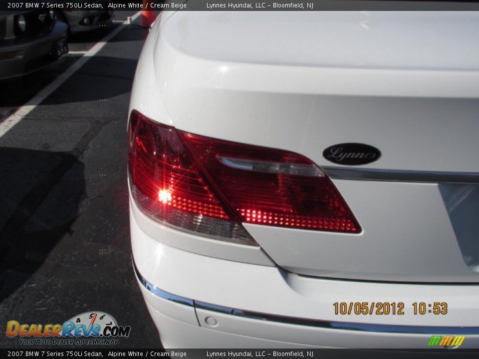 2007 BMW 7 Series 750Li Sedan Alpine White / Cream Beige Photo #12