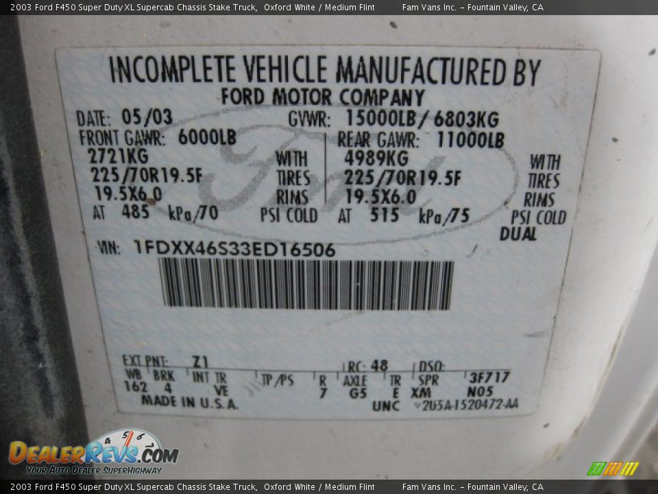 2003 Ford F450 Super Duty XL Supercab Chassis Stake Truck Oxford White / Medium Flint Photo #14