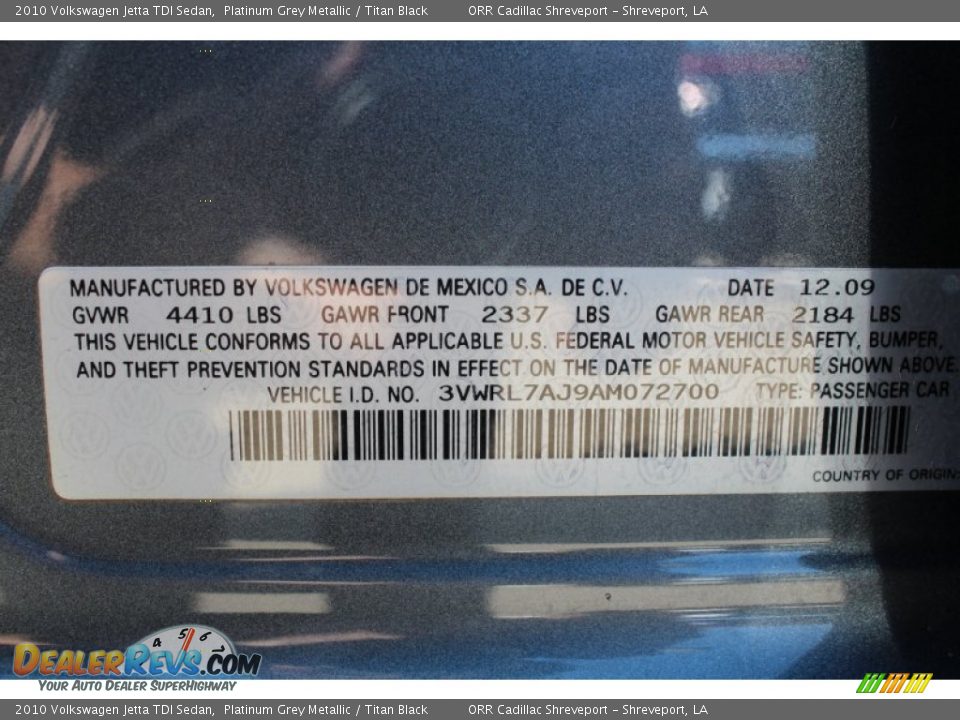 2010 Volkswagen Jetta TDI Sedan Platinum Grey Metallic / Titan Black Photo #23